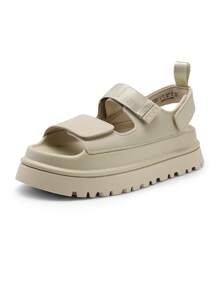 Women Platform Wedges Sandals Chunky Open Toe Comfortable Walking Casual Fashion Flat Sandals With Adjustable Hook Loop Straps Outdoor Shoes - 米色 - 查看 2