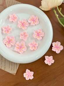 Flower Decor Magnetic Stickers, Electroplated Glossy Vintage Colorful Pink Heart-Shaped Refrigerator Magnets, Photo Wall, Memo Board Decoration