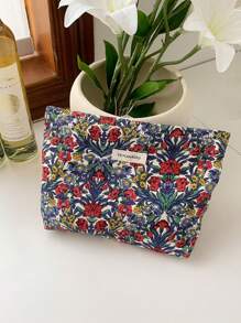 1 pièce/set Sac de maquillage avec imprimé floral tout-sur-over, grande capacité, organisateur cosmétique multifonctionnel, portefeuille, pochette pour tampons, rangement portable pour pinceaux de maquillage avec fermeture éclair pour cosmétiques, soins de la peau, crème solaire, bijoux, serviettes hygiéniques, petits articles pour usage domestique, voyage, vacances et école. Sac de maquillage, organisateur cosmétique, cadeaux de mariage pour demoiselles d'honneur, cadeaux pour maman, cadeaux d'anniversaire, cadeaux pour amis, cadeaux pour enseignants