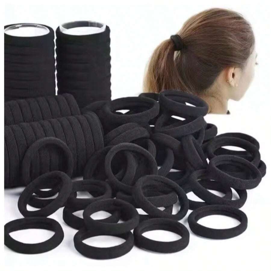Medium Hair Scrunchie 72 Units Ponytail And Elastic Hair Scrunchies - 黑色 - 查看 1