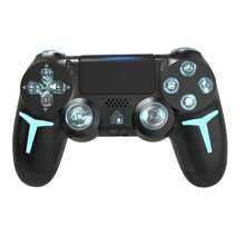 GAMINJA GAMINJA P412 Wireless Game Controller, Compatible With PS4/PS4 Slim/PS4 Pro/PC, RGB Multimode Lighting Effects, Dual Vibration, Speaker, Six-Axis Gyroscope, Headphone Jack, Touchpad And LED Light Board & Stripe