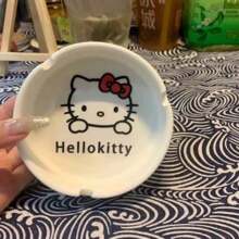 1pc Sanrio Cartoon Cute Ceramic Ashtray, Simple European Style Ceramic Household Living Room Decor Accessory, Fashionable Ashtray