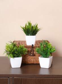 1set (3PCS) Mini Simulation Plant Pot Combination Home Living Room Bathroom Spring Party Table Top Cute Decorative Gift Gifts Birthday Graduation