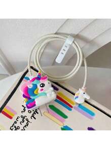 4 cái/bộ Vỏ bảo vệ bộ sạc nhanh Macaron Unicorn Series hoạt hình dễ thương, tương thích với IPhone 11 12 13 14 15 Pro Max, Quà tặng độc đáo dành cho những người đam mê Unicorn. Bao gồm Cáp sạc nhanh, Đầu sạc & Hộp bảo vệ đường truyền dữ liệu - Nhiều màu - Xem 4