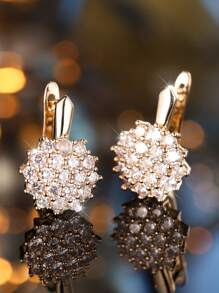 1 Par de Pendientes de Lujo con Circonita de Girasol y Copo de Nieve, Adecuados para Bodas, Damas de Honor, Esposa, Hija, Regalo del Día de San Valentín