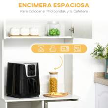 HOMCOM Alacena de Cocina Armario de Cocina Aparador de Comedor con 1 Cajón Estante Ajustable y Estante Abierto Estilo Moderno Antivuelco 71x41x178 cm Blanco - Blanco - Ver 4