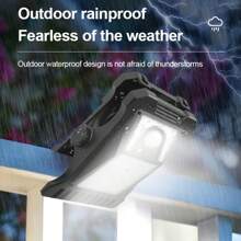 1 件户外夹式太阳能灯、运动传感器灯、太阳能花园壁灯电池可更换、IP65 防水安全灯，适用于栅栏、甲板、墙壁、车库、露台（S/L 尺寸） - 黑色 - 查看 2