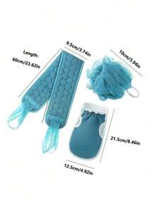 3pcs,Bath Towel Set, Double Face Bath Exfoliating Gloves, Extra Long Exfoliating Bath Towel - Extreme Body Back Exfoliating Bath Brush, Massage Scrub Exfoliating And Bath Loofah Sponge Decontamination Set