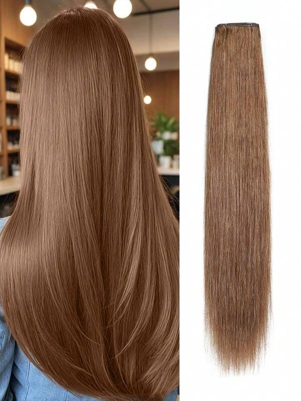 real me. 1PC 50g Genius Weft 100% Human Hair Extensions Real Human Hair Salon Quality Hair Easy To Style Can Be Cut Anywhere No Shedding & No Unraveling & No Return Hair & No Scalp Irritaion Honey Brown Color 14-22 Inch Length S6