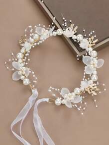 4 peças/2 peças/1 peça Conjunto de Tiara de Pérola de Liga Elegante para Meninas, Conjunto de 2 Peças de Tiara de Pérola e Pulseira de Pérola para Dama de Honra, Conjunto de Vestido de Flor de Fada para Meninas, Adequado para Apresentações, Festas, Fotografia e Danças, Tornando-o um presente ideal para meninas