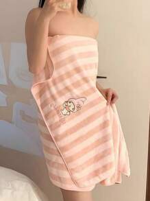 Sanrio 1/2pcs Sanrio Kuromi Bath Towel Coral Fleece, More Absorbent Than, Portable, Large Cute Towel For Bathing, Face Washing, Cartoon Hair-Drying Towel Back To School