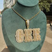 Customized Brass Cubic Zirconia Knuckle Letter Pendant, DIY Personalized Hip Hop Style Necklace With Rope Chain, Couples Everyday Wear,Silver,Stylish,Colorful,Vintage,Hipster,Simple,Y2k,2000s Fashion,Custom,Personalized,Unique,Ideal Gifts For Him,Ideal Gifts For Her,Her,Boyfriend,Girlfriend,Dad,Mom,Family,Friends,For Anniversaries,For Birthdays,For Graduation,For Prom,For Party,Jewelry Women,Elegant Outfit