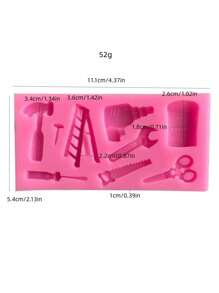1pc Five-Piece Hardware Tool Series Silicone Mold, DIY Saw, Screwdriver, Wrench, Plier Silicone Mold Set - Pink - View 2