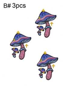 1 Set Of 3pcs Funny One Eyed Mushroom Embroidery Patches Cute Cartoon Clothing Cloth Stickers DIY Iron On Patches Sew Badge Applique Suitable For Backpacks, Jeans, Jackets, T-Shirts, Hats, Dresses, Etc