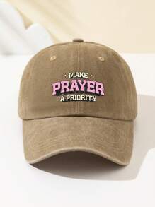 1 pieza Gorra de béisbol con parte superior suave y ajustable con la palabra "ORACIÓN" para mujer, sombrero de moda para exteriores, protección solar transpirable, adecuado para deportes al aire libre, camping, viajes y regalos de vacaciones