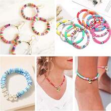 10373 piezas Juego de decoración de arcilla polimérica colorida de 5 estilos con accesorios, cuentas y herramientas de manualidades, apto para hacer joyas DIY en casa, decoraciones para atuendos diarios