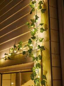 1/3/5 pièces chaîne lumineuse à DEL en lierre artificiel, 2 m (6,56 pieds) / 20 DEL, plante suspendue à DIY feuillage vert décoration de fond, convient pour les décorations de vacances, chambre, mur, mariage, fête, table, jardin, décoration de salle