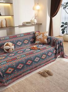 1 件时尚奢华沙发巾，青春时尚，波西米亚风格，奢华沙发套，盖毯，可双面使用，防滑，保护沙发，装饰沙发，防止猫抓挠。这是一款适合所有季节的简约现代沙发垫。可机洗，适用于沙发、桌布、野餐垫、卧室、客厅、汽车、办公室和户外区域。