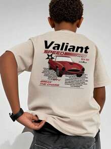 1pc Boys Casual Printed Round Neck Short Sleeve T-Shirt, Summer Student Youth Clothing - Artistic Style T-Shirt Brings Joy And Happiness To Every Child! - Apricot - View 6