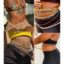 12PCS 50-70 Inches Plus Size Waist Beads Chains For Women Handmade African Belly Beads Layered Body Chain Beach Bikini Jewelry - Style-1 - View 6