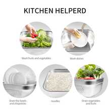 Washing Up Bowl Set, 2-In-1 Washing Up Bowl & Strainer Bowl, Stainless Steel Dish Tub With Colander, For Washing Rice And Draining, Vegetable And Fruit Food Preparation (Medium) - Large - View 5