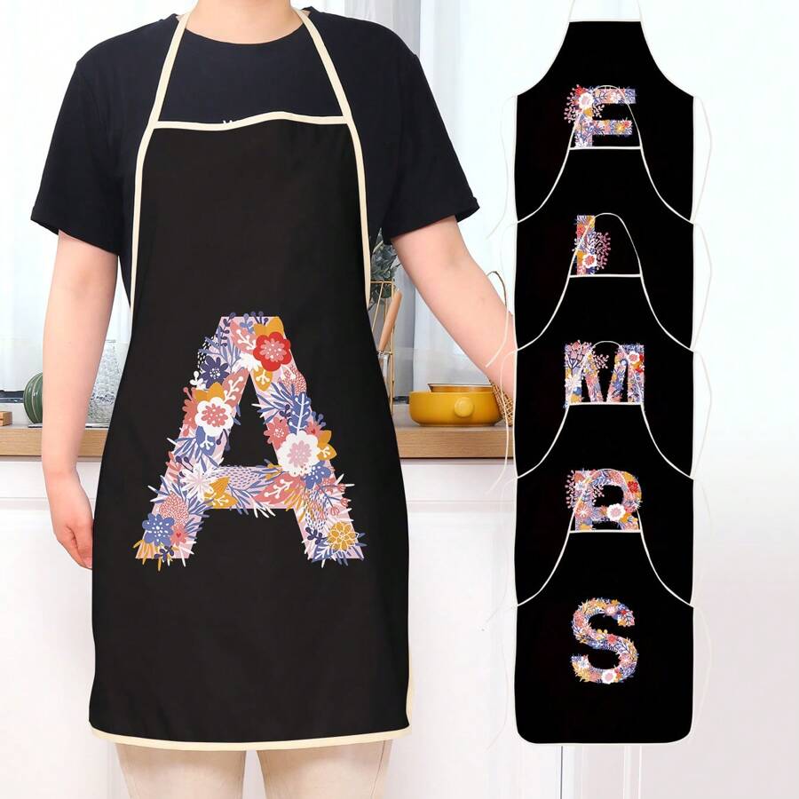 Flower Letter Series Printed Cute Party Party Wedding Polyester Peach Skin Velvet Printed Apron