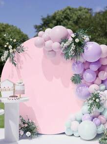 1Pc 180/200/220cm Pink Circular Wedding Arch Cover Is Suitable For Circular Arch Brackets,White Round Arch Stand Cover With Pull Rope,Wrinkle&Resistant Elastic Spandex,Perfect Background Decorative For Birthdays, Romantic Weddings, Bridal Shower,Babyshower,Gender Reveal,Themed Parties, And Anniversaries (Excluding Arch Supports) - Pink - View 5