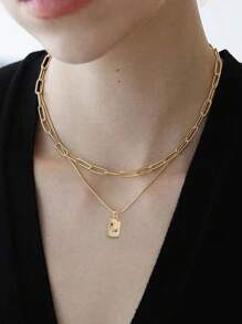 Tkool Set de 2 collares con colgante de luna creciente y rectángulo elegante y colorido para mujeres, empaquetados en caja de regalo adecuados para días festivos