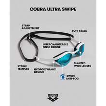 anteojos de natación unisex Cobra Ultra Swipe Racing para hombres y mujeres, tecnología antivaho, doble correa, lente espejo/sin espejo