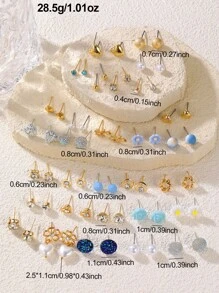 NAIZHU 30 pares de pendientes de estilo lindo y dulce de moda coloridos para niñas - Multicolor - Ver 4