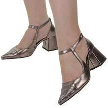 Buckle Strap Pumps Designed Toe High Heel Comfortable Formal Shoes 18300 - Silver - View 2