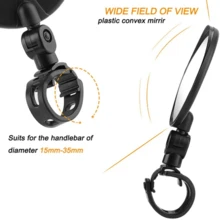 مرآة دراجة خلفية 3.11 بوصة، مرآة دراجة محدبة زاوية واسعة، مرآة خلفية للدراجات الجبلية مع مقبض سيليكوني - الأسود - مشاهدة 5