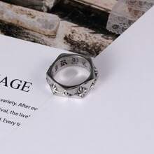 1 件装不锈钢朋克风格 3D 多边形高端不褪色时尚男士戒指，夜店配件 - 銀色 - 查看 15