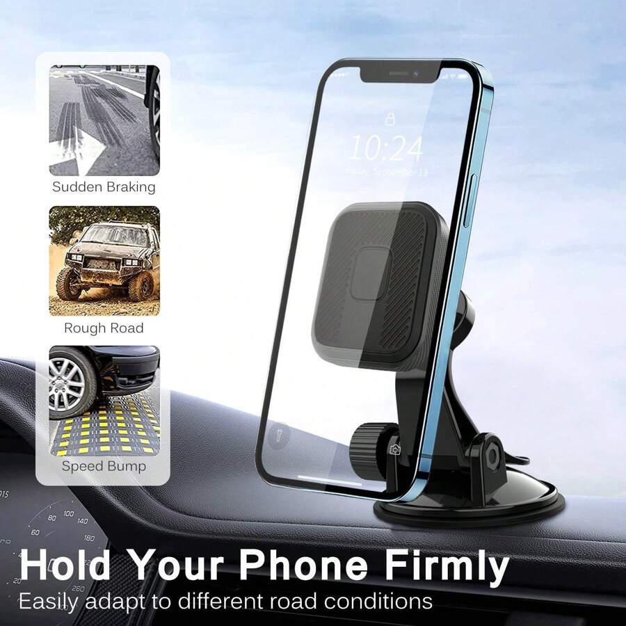 2026 New Strong Magnetic Car Mount, Vacuum Suction Cup Phone Holder, Foldable Dashboard 360-Degree Rotating Adhesive Navigation Mount, Car Phone Holder, Automotive Accessories, Fixed Support Phone Holder - Multicolor - View 1