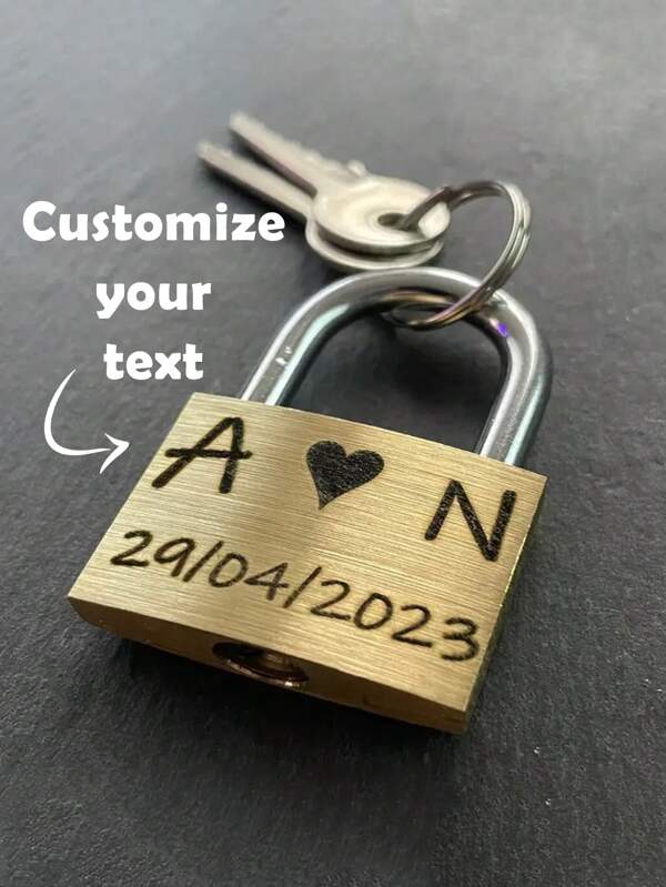 1pc Personalized Metal Hanging Lock, Laser Engraved Text - Customized Engraving, Suitable For Wedding Gift, Anniversary Souvenir, Valentine's Day Gift, Decorative Love Lock, Durable, Stainless, Colorful, Cute, Adorable, Funny, Kawaii, Y2K, Stylish, Unisex, Casual, Customized, Ideal Gifts For Him, Ideal Gifts For Her, Her, Boyfriend, Girlfriend, Family, Friends, Children, For Anniversaries, For Valentine's Day, For Mother's Day, For Birthdays, For Children's Day, For Father's Day, For Graduation, For Weddings, For Housewarming