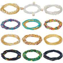 12PCS 50-70 Inches Plus Size Waist Beads Chains For Women Handmade African Belly Beads Layered Body Chain Beach Bikini Jewelry - Style-1 - View 1