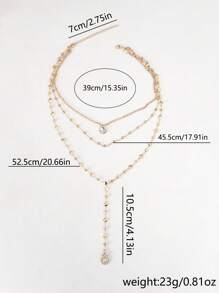 Vogue Whisper 1 pieza Collar en forma de Y multicapa dorado de estilo minimalista y elegante para mujer, adecuado como regalo de cumpleaños y para uso diario