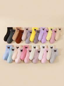 10 Pairs Random Cute Cartoon Teddy Bear Design Comfortable Mid-Calf Socks, All Season