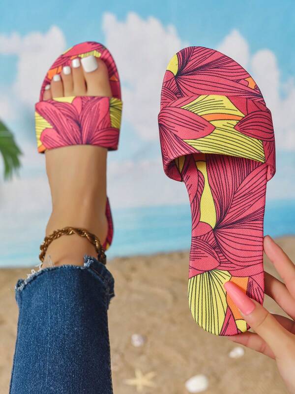 Women's Slip-On Slippers, Casual New Style Flat Low Heel Slides, Relaxed Beach Holiday Sandals