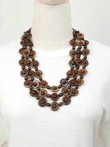 New Bohemian European & American Handmade Natural Coconut Shell Beads Multi-Layer Necklace, Simple & Versatile Fashion Items For 2025 - Multicolor - View 19