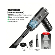 Handheld Cordless Vacuum Cleaner, 2-In-1 USB Portable Dust Collector, Cordless Dust Collector For Computer Cleaning, Strong Suction For Car Vacuum Cleaner - Black - View 1