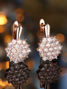 1 Par de Pendientes de Lujo con Circonita de Girasol y Copo de Nieve, Adecuados para Bodas, Damas de Honor, Esposa, Hija, Regalo del Día de San Valentín