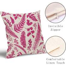 1pc Imitation Linen Pillowcase  Leaf Plant Pillow Covers 18X18 Inch  Green Tropical Fern Herbs Botanical Leaves Floral Decorative Pillow Cases Vintage Cushion Case Farmhouse Home Decor For Couch Sofa Porch Outdoor