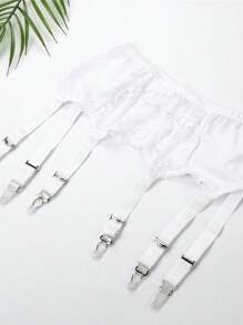 Women' S Sexy Lace Six Claw Garter Adjustable FemaleThigh-Highs Stockings Garter Belt - 白色 - 查看 7