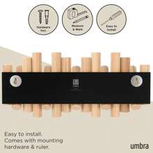 Wooden Piano Coat Rack For Entryway, Wall Mounted Coat Hanger, Bedroom Clothes Hanger, Slanted Pine Nails, Natural Finish - Multicolor - View 9