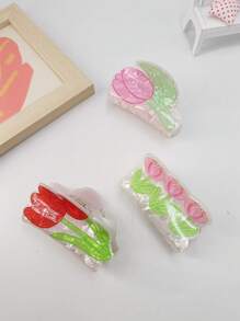 1 件装醋酸纤维花卉印花优雅发夹，适合日常佩戴