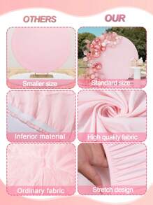 1Pc 180/200/220cm Pink Circular Wedding Arch Cover Is Suitable For Circular Arch Brackets,White Round Arch Stand Cover With Pull Rope,Wrinkle&Resistant Elastic Spandex,Perfect Background Decorative For Birthdays, Romantic Weddings, Bridal Shower,Babyshower,Gender Reveal,Themed Parties, And Anniversaries (Excluding Arch Supports) - Pink - View 7