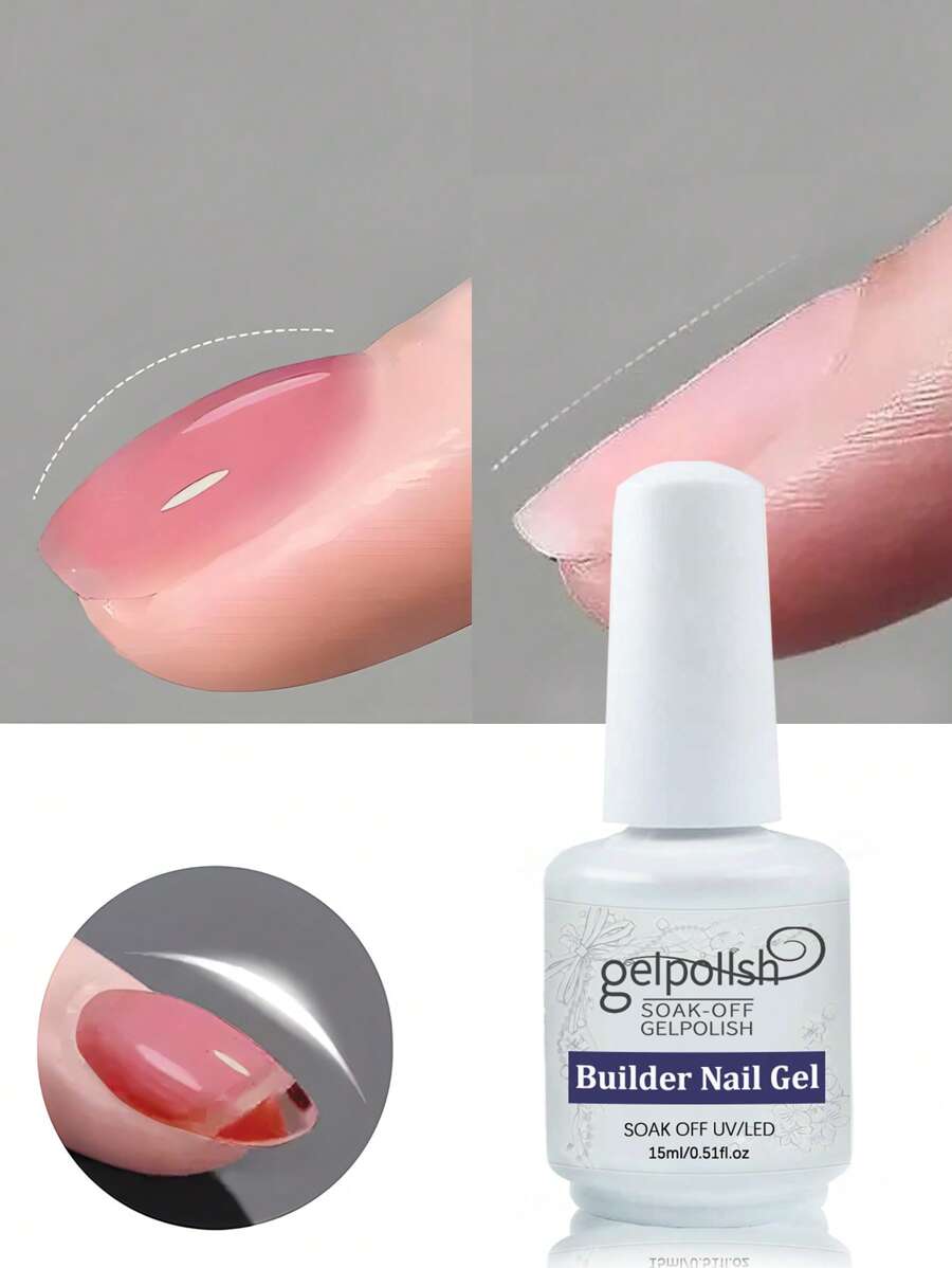 GELPOLISH 15毫升健康红色指甲凝胶,用于强化指甲、延长指甲、作为底胶,瓶装可卸UV/LED指甲延长胶 - 紅色 - 查看 1