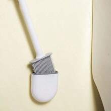 1 pieza Cepillo de silicona para inodoro sin agujeros, cepillo de fregado para baño, cepillo de limpieza montado en la pared sin puntos ciegos, cepillo de limpieza doméstica