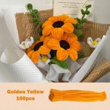 100pcs Solid Color Pipe Cleaners, Fluff Fuzzy Sticks Craft DIY Materials, Preschool Macaron Colors